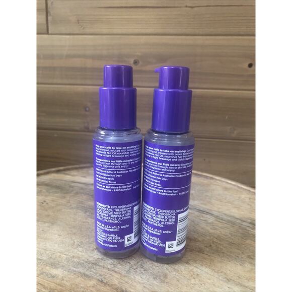 (2) Aussie Miracle Coils Nourishing Oil Cocoa Butter Macadamia Nut Oil 3.2oz - Picture 3 of 6